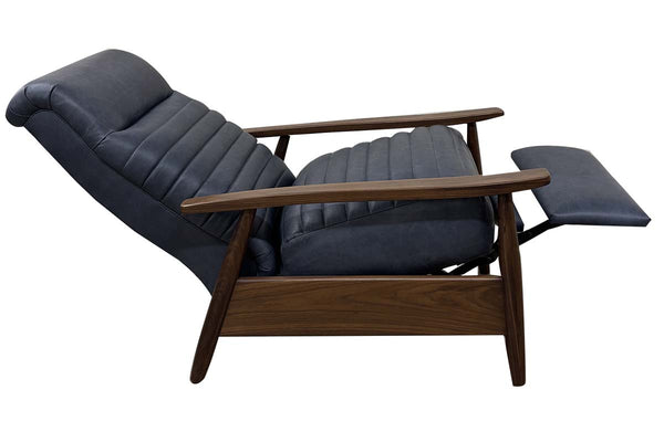 Anton Mid-Century Modern Leather And Wood Recliner Chair