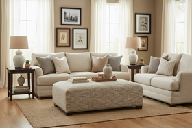 Aria 52 Inch Long Fabric Bench Ottoman Coffee Table