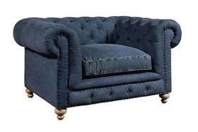 Armstrong Denim "Quick Ship" Tufted Fabric Club Chair -OUT OF STOCK UNTIL FURTHUR NOTICE
