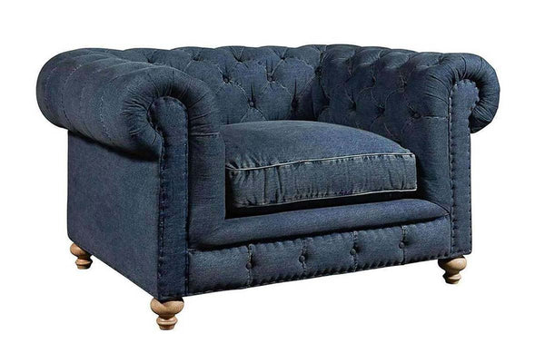 Armstrong Denim "Quick Ship" Tufted Fabric Club Chair