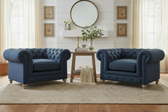 Armstrong Denim "Quick Ship" Tufted Fabric Club Chair