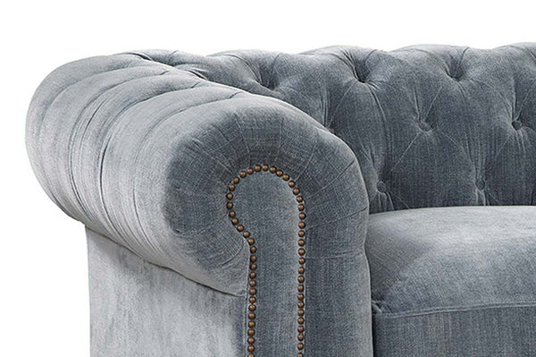 Armstrong Raw Blue "Quick Ship" Tufted Fabric Club Chair