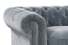Armstrong Raw Blue "Quick Ship" Tufted Fabric Club Chair