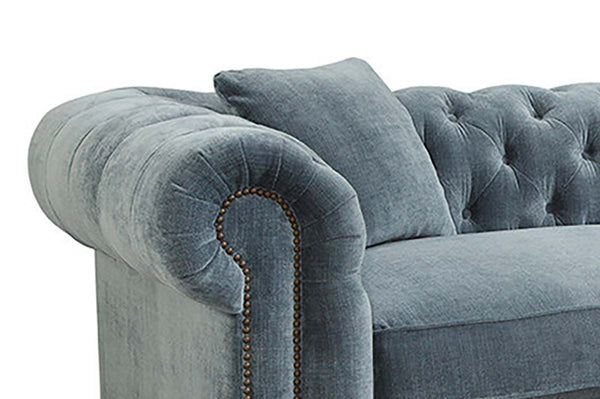 Armstrong Raw Blue "Quick Ship" Fabric Chesterfield Sofa Collection