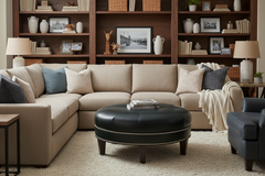 Arnold 38 Inch Round Bench Ottoman With Tapered Legs