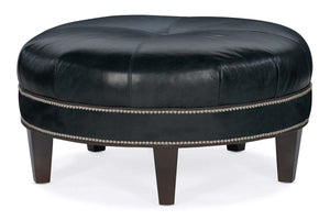 Arnold 38 Inch Round Bench Ottoman With Tapered Legs