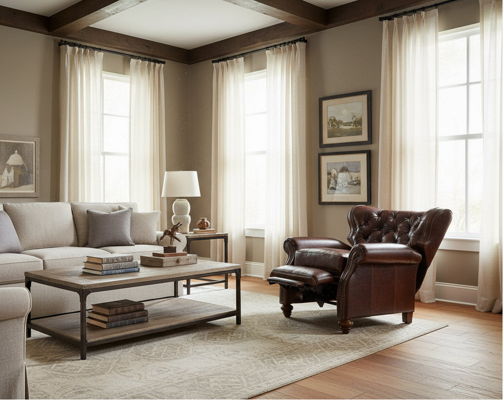 Arthur Oversized Tufted Wingback Leather Recliner – Made in the USA