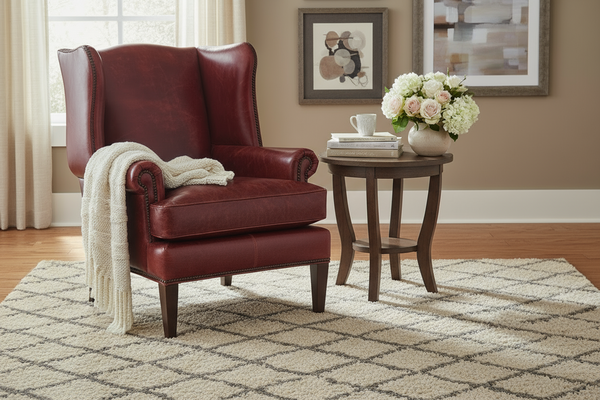 Arvin Quick Ship Leather Wingback Accent Chair