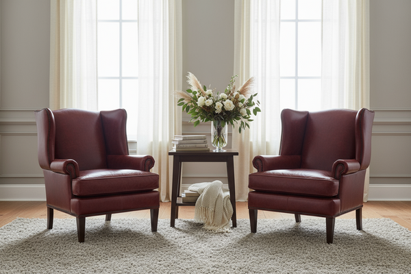 Arvin Quick Ship Leather Wingback Accent Chair