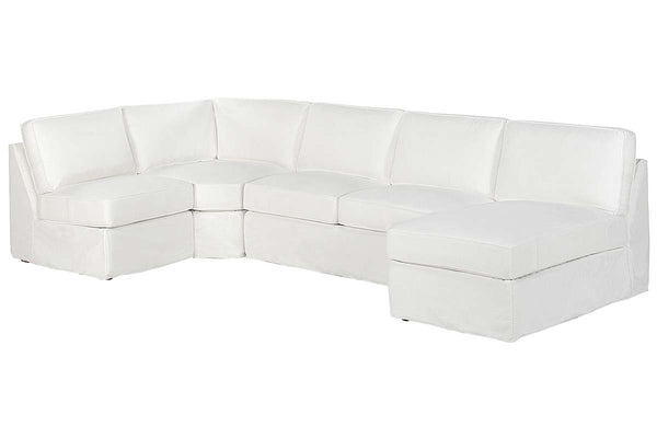 Ava Modular 4 Piece Armless Slipcovered Sectional Sofa (As Configured)