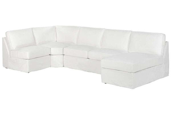 Ava Fabric Slipcovered Armless Contemporary Sectional Sofa