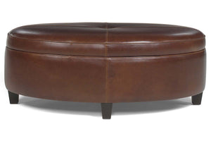 Avery 49 Inch Long Oval Leather STORAGE Coffee Table Ottoman