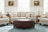 Image of Avery 49 Inch Long Oval Leather STORAGE Coffee Table Ottoman