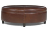 Image of Avery 51 Inch Long Oval Leather Storage Coffee Table Ottoman