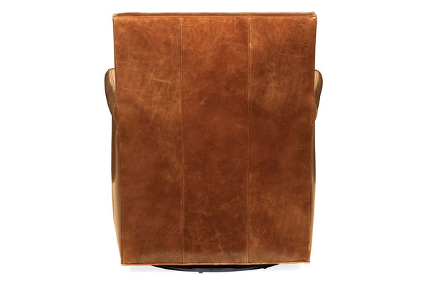 Baker Morrison SWIVEL "Quick Ship" Leather Tight Back Accent Chair