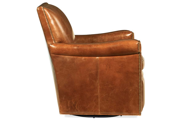 Baker Morrison SWIVEL "Quick Ship" Leather Tight Back Accent Chair