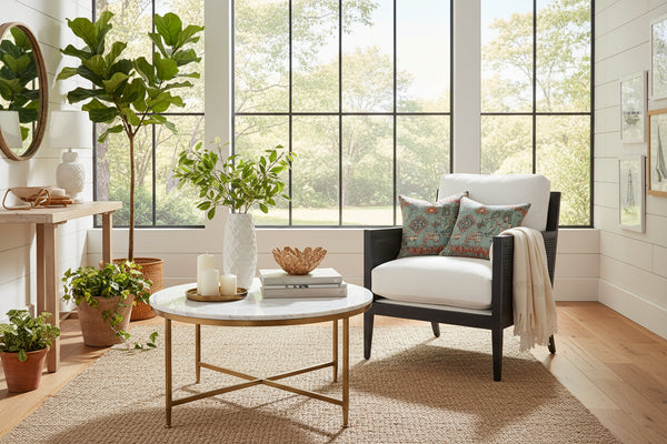 Holloway Black "Quick Ship" Fabric Accent Chair With Decorative Cane / Wood Base