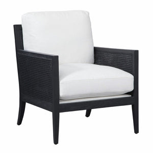 Holloway Black "Quick Ship" Fabric Accent Chair With Decorative Cane / Wood Base