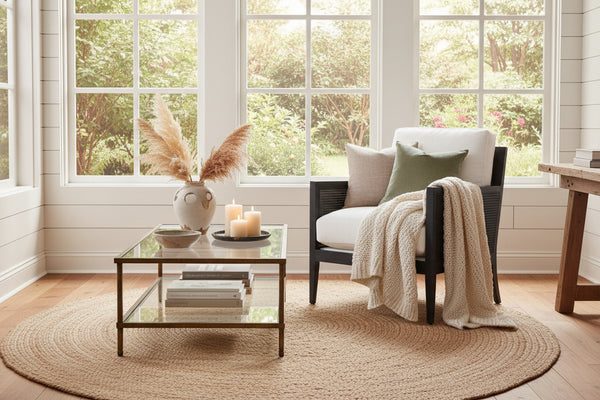 Holloway Black "Quick Ship" Fabric Accent Chair With Decorative Cane / Wood Base