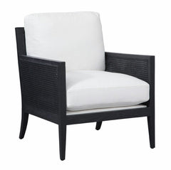 Holloway Black "Quick Ship" Fabric Accent Chair With Decorative Cane / Wood Base