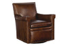 Image of Baker Caramel SWIVEL "Quick Ship" Leather Tight Back Accent Chair