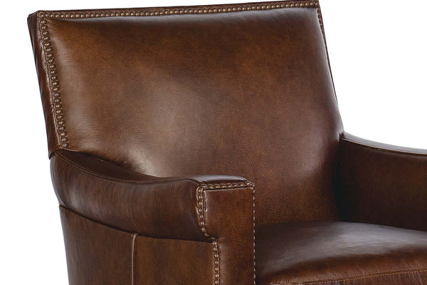 Baker Caramel SWIVEL "Quick Ship" Leather Tight Back Accent Chair