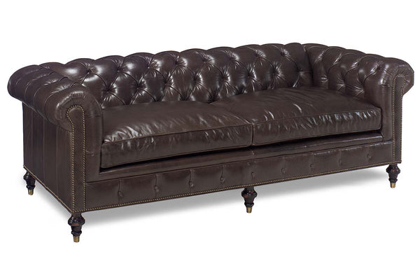 Barrington 91 Inch Large Leather Chesterfield Tufted Sofa