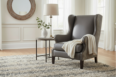 Baylor Heaven Quick Ship Exposed Faux Croc Leather Wingback Accent Chair