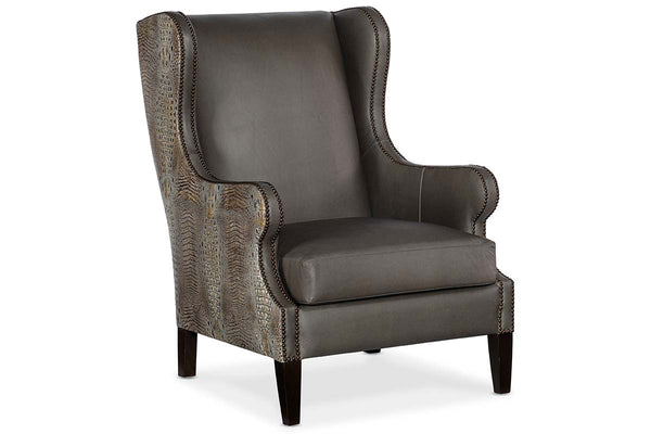 Baylor Heaven Quick Ship Exposed Faux Croc Leather Wingback Accent Cha