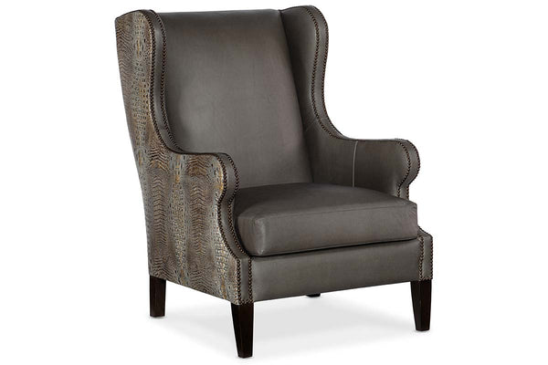 Baylor Heaven Quick Ship Exposed Faux Croc Leather Wingback Accent Chair