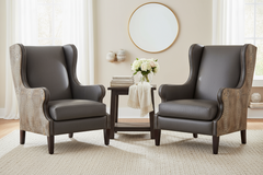 Baylor Heaven Quick Ship Exposed Faux Croc Leather Wingback Accent Chair