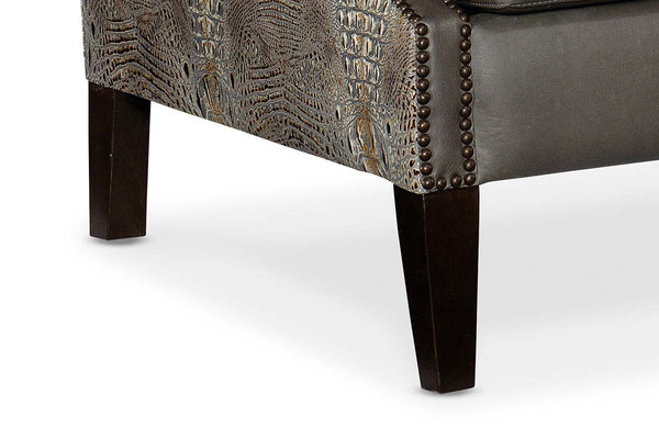 Baylor Heaven Quick Ship Exposed Faux Croc Leather Wingback Accent Chair