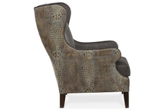 Baylor Heaven Quick Ship Exposed Faux Croc Leather Wingback Accent Chair