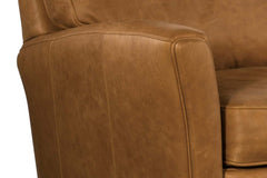 Benjamin 87 Inch Transitional Three Cushion Pillow Back Leather Sofa
