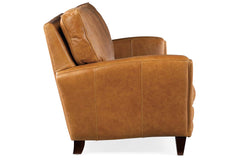 Benjamin 87 Inch Transitional Three Cushion Pillow Back Leather Sofa
