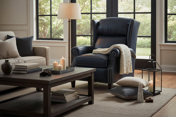 Bennett Leather Wing Back Reclining Chair