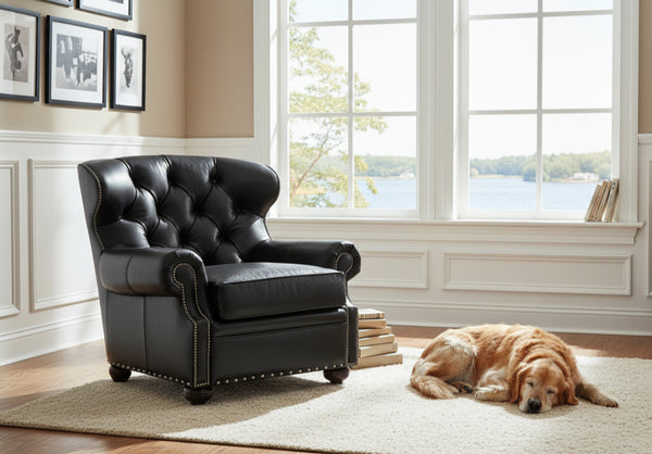 Benson Tufted Chesterfield Style Leather Club Chair