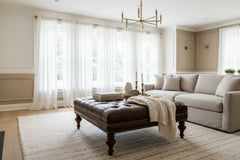 Bentley "Quick Ship" 48 Inch Long Tufted Leather Coffee Table With Nail Trim - Out Of Stock Until 8/01/26