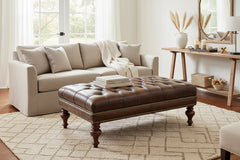 Bentley "Quick Ship" 48 Inch Long Tufted Leather Coffee Table With Nail Trim - Out Of Stock Until 8/01/26
