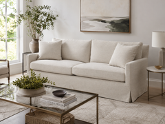 Phoebe Pebble 85 Inch Slipcovered "Quick Ship" Track Arm Sofa
