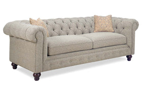 Bowen Traditional 86 Inch 8-Way Hand Tied Tufted Fabric Chesterfield Sofa