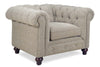 Image of Bowen Traditional 8-Way Hand Tied Tufted Chesterfield Fabric Chair