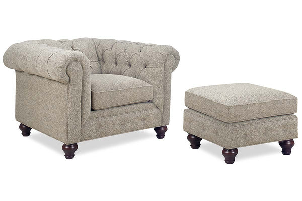 Bowen Traditional 8-Way Hand Tied Tufted Chesterfield Fabric Chair