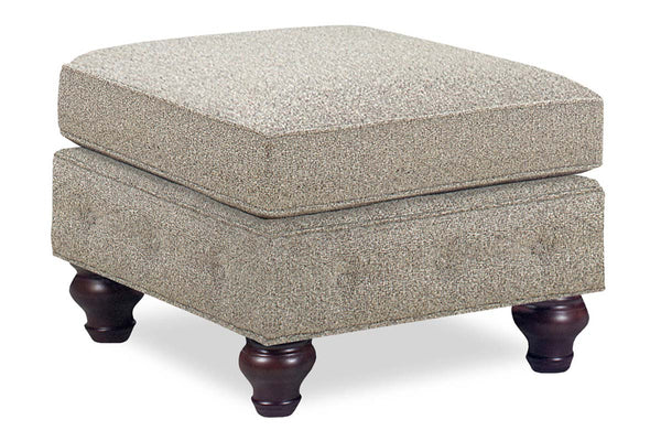 Bowen Traditional Pillow Top Fabric Footstool Ottoman With Turned Legs