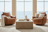 Image of Brett Pecan Leather "Quick Ship" SWIVEL Chair With Power Footrest