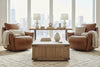Image of Brett Pecan Leather "Quick Ship" SWIVEL Chair With Power Footrest