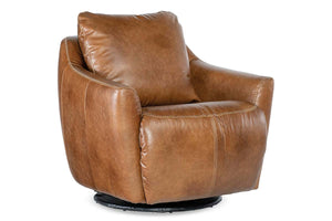 Brett Pecan Leather "Quick Ship" SWIVEL Chair With Power Footrest