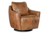 Image of Brett Pecan Leather "Quick Ship" SWIVEL Chair With Power Footrest