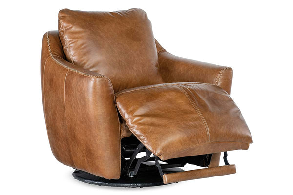 Brett Pecan Leather "Quick Ship" SWIVEL Chair With Power Footrest