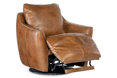 Brett Pecan Leather "Quick Ship" SWIVEL Chair With Power Footrest